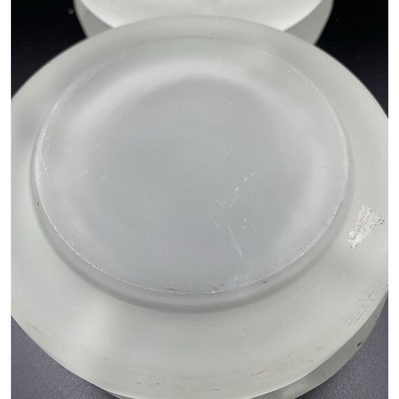 Vtg Set Of 4 Stackable Ashtray Frosted Satin 4 Rest 4.5" Diameter Trinket Read - Picture 6 of 6